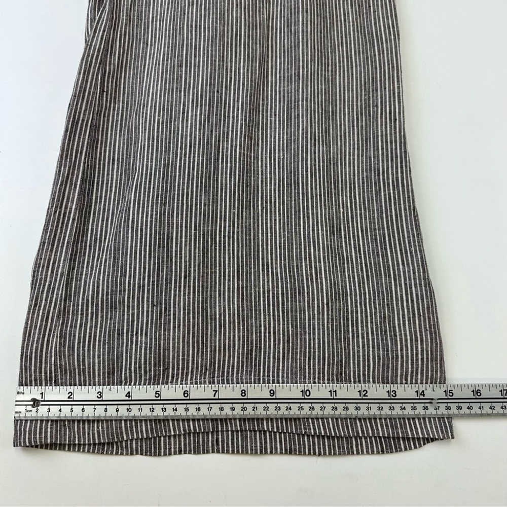 Anthropologie linen wide leg pant Large stripe brown white tie front Lagenlook - Picture 6 of 10